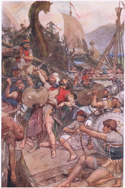 Death of the Persian admiral at Salamis by William Rainey